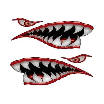 2шт Виниловые наклейки с изображением зубов Акулы для каяка, лодки, Гидроцикла, стены кузова автомобиля