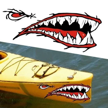 2шт Виниловые наклейки с изображением зубов Акулы для каяка, лодки, Гидроцикла, стены кузова автомобиля