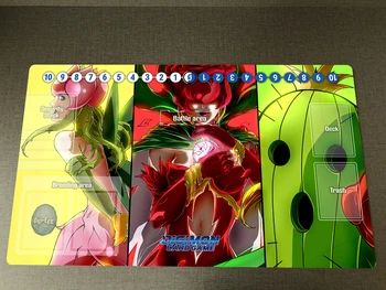 Digimon Playmat Rosemon Lillymon Togemon DTCG CCG Коврик Для Карточной Игры и Зоны Свободной Сумки Коврик Для Мыши Противоскользящий Настольный Коврик 60x35 см