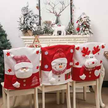 Простой в использовании чехол для стула Праздничные Рождественские чехлы для стульев в виде Санта-Клауса, снеговика и лося, восхитительный дизайн для стульев для вечеринок