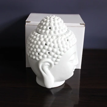 Керамическая полая печь для ароматерапии в виде головы Будды, масляная свечная горелка для йоги или комнаты для медитации