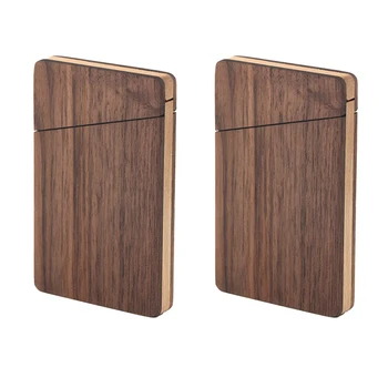 2X Переносных деревянных футляра для визитных карточек, мужской И женский деловой подарочный держатель для карт, Переносной Ореховый деревянный