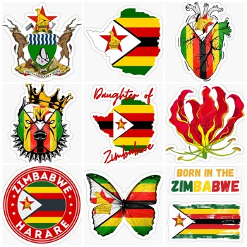 Зимбабвийская эмблема ZWE, Флаг, карта, Наклейка, Виниловые Аксессуары, Мотоцикл, грузовик, Окно автомобиля, Велосипед, Стеклянная наклейка на шлем, Настраиваемая