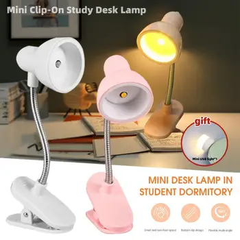 Мини-книжная лампа для чтения, мини-настольная лампа для учебы с креплением на батарейках, гибкая прикроватная настольная лампа, светодиодные лампы освещения