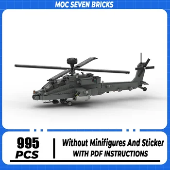 Строительные блоки Moc военной серии Boeing AH-64, модель вертолета APACHE, технологические кирпичи, игрушки-самолеты своими руками для