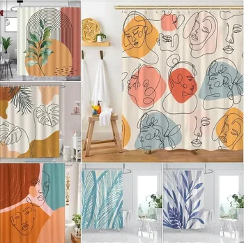 Занавеска для душа в стиле абстрактного искусства Nordic wind, водонепроницаемая занавеска для ванны из полиэстеровой ткани Morandi, занавески в цвет блока для декора ванной комнаты