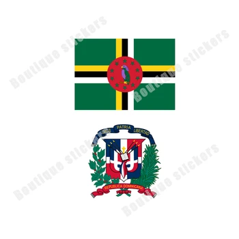 Национальный флаг Доминики Розо, Наклейка с национальной эмблемой, Водонепроницаемый солнцезащитный крем, Изысканная аппликация, Автомобильная наклейка, Аппликационное украшение.