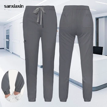 Однотонные брюки с карманами Унисекс, брюки-скраб, штаны для лабораторной хирургической униформы, униформа доктора и медсестры, Рабочие брюки, брюки для медицинских сестер.