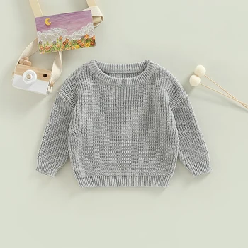 Детский свитер для маленьких девочек и мальчиков, вязаный пуловер, полосатый топ с длинными рукавами, вязаная осенне-зимняя одежда