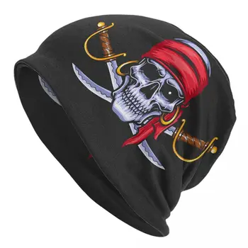 2023 Теплая шапка для женщин Пираты с черепом и мечом, Вязаная шапка-капор, мужская шапка в стиле хип-хоп, шапочки