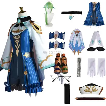 Аниме Genshin Impact Sucrose Одежда для косплея Парики Костюм Парадная форма Одежда для вечеринки в честь Хэллоуина для женщин Полный комплект