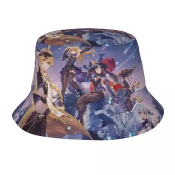 Upetstory Genshin Impact Bob Hat, Товары для головных уборов Жарким летом, Аниме-Фэнтезийная Рыболовная шляпа для уличной женщины, Боб-Шляпа, Упаковываемая