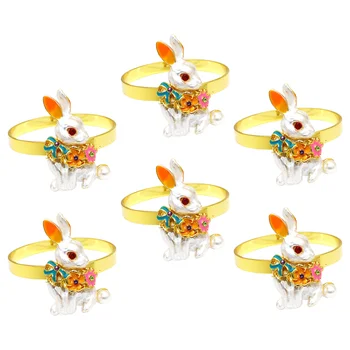 6 шт. кольцо для салфеток, металлические застежки для салфеток в виде кролика на День благодарения, Пасхальные украшения