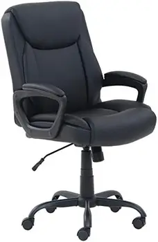 Классический Офисный Компьютерный стул с Подлокотником, Обитый искусственной кожей Puresoft, Среднего размера - коричневый, 25,75 