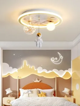 Потолочный светильник для детской комнаты, Креативная спальня для мальчика, астронавт, Сеть освещения космической планеты, Красный Мультяшный светильник для комнаты