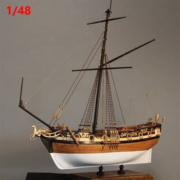 Комплект модели корабля из вишневого дерева 1/48, Британская королевская яхта Уильяма Рояля, имитирующая парусную модель, Собранная коллекция игрушек и подарков