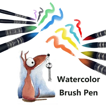 Акварельная ручка с круглой головкой New Drawing Wood Art Brush Pro Гуашь Черная кисть для ручной росписи Школьные принадлежности для рисования