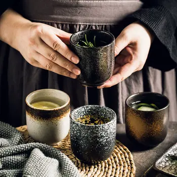 Японский Креативный Ретро Простой Керамический Чайный сервиз Чашка для суши Чашка для чая Чашка для воды Керамическая Чашка для супа Чашка для глотания продукта Чашка для чая