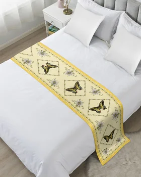 Мягкая дорожка для кровати с цветком Маргаритки и бабочкой, Декор для домашнего гостиничного стола, Флаг для кровати, Свадебное Полотенце для кровати в спальне