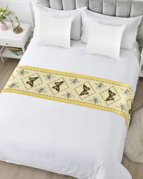 Мягкая дорожка для кровати с цветком Маргаритки и бабочкой, Декор для домашнего гостиничного стола, Флаг для кровати, Свадебное Полотенце для кровати в спальне