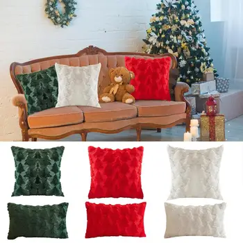 Наволочка в виде рождественской елки, плюшевые квадратные подушки, рождественское украшение, наволочка на диван, поясная наволочка для домашнего декора