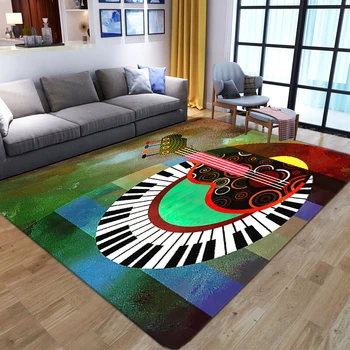 Креативное пианино С гитарой, ковры с 3D-принтом Для дома, гостиной, спальни, Мягкие фланелевые коврики для игр в детской комнате, коврик для пола