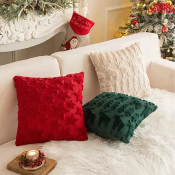 Домашняя декоративная Рождественская елка, наволочки, вышитая шерстяная подушка, Мягкие пушистые наволочки для домашнего дивана, спальни