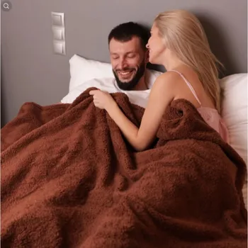 Романтическое одеяло для пары, зимнее теплое уютное мохнатое одеяло-утолщенное одеяло королевского размера, 100% водонепроницаемое и стойкое к пятнам-Одеяло