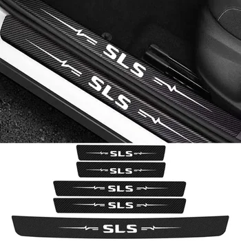 Защитные Полосы Заднего Багажника Автомобиля От Ударов Ногами для Mercedes Benz SLS Логотип Из Углеродного Волокна Дверной Порог Защита Бампера Потертости Наклейки