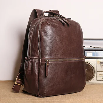 Повседневный рюкзак из воловьей кожи для мужчин и женщин, большая вместительная дорожная сумка-ранец для 14-дюймового компьютера