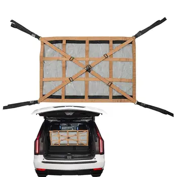 Двухслойная грузовая сетка на потолке автомобиля, карманный автомобильный органайзер для хранения на крыше, Несущая сетка для грузовых автомобилей, аксессуары для интерьера внедорожников.