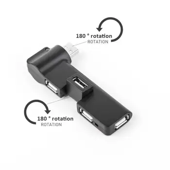 USB-концентратор Мини-адаптер USB 2.0 с возможностью поворота на 4 порта Мульти USB-разветвитель-концентратор, Удлинитель кабеля для передачи данных для ПК