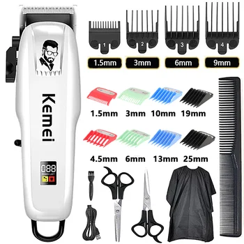 Профессиональная машинка для стрижки волос Kemei, перезаряжаемый Триммер для волос для мужчин, Бритва, Машинка для стрижки волос, Парикмахерские аксессуары, Машинка для стрижки