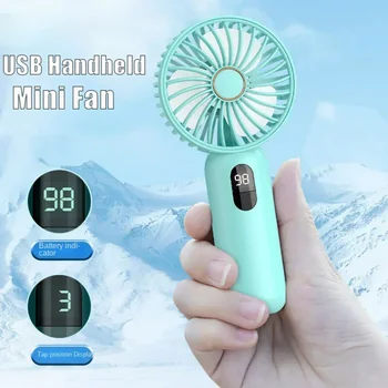 Студенческое охлаждение USB 1200 мАч Портативный Симпатичный Маленький электрический вентилятор Портативное устройство Карманный ручной мини-вентилятор с цифровым дисплеем на открытом воздухе