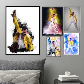 Фредди Меркьюри, рок-группа Queen, легендарная поп-звезда, плакат комиксов и принты, живопись, настенные панно для домашнего декора гостиной