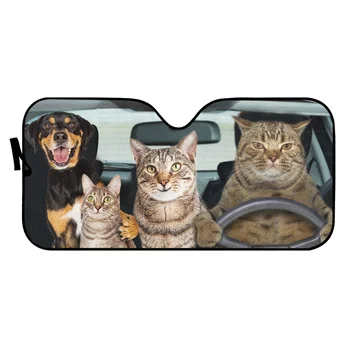 Солнцезащитный/тепловой отражатель Подходит для большинства автомобилей Забавные 3D животные, милые собаки, кошки, печать на сублимационном стекле автомобиля OEM, солнцезащитный козырек съемный