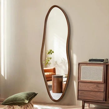 Источник производитель скандинавское зеркало из массива дерева, настенное входное декоративное зеркало, зеркало для гардероба в полный рост