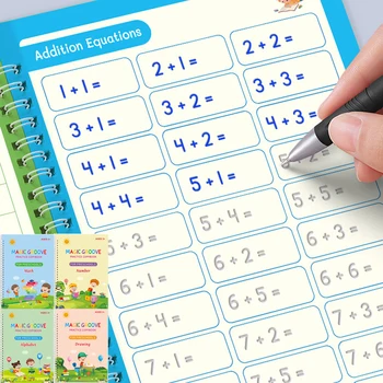 Цифры 0-10 Многоразовая тетрадь для изучения математики, английского языка, 3D книга для каллиграфии, обучающая детей письму, игрушка для практики рукописного ввода