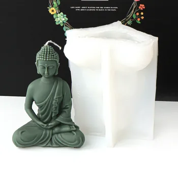 3D Свеча Будды Силиконовая форма для украшения шоколада ручной работы Гипсовое мыло для ароматерапии Свеча из смолы Силиконовая форма
