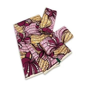 Хлопчатобумажная ткань с африканскими принтами из Анкары, ткань для шитья платья из настоящего воска, тканевые листья 