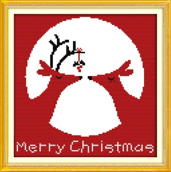 Рождественский олень (1) набор для вышивания крестиком мультфильм 14 карат 11 карат количество стежков на холсте вышивка DIY рукоделие ручной работы плюс