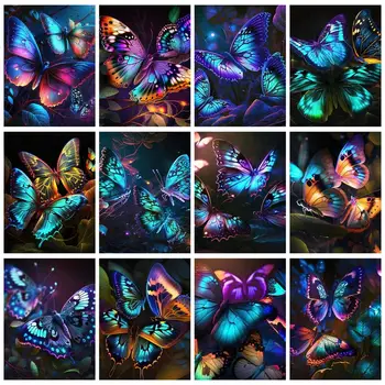 SDOYUNO картина по номерам бабочка флуоресценция Ручная работа Художественный декор стен Персонализированный подарок