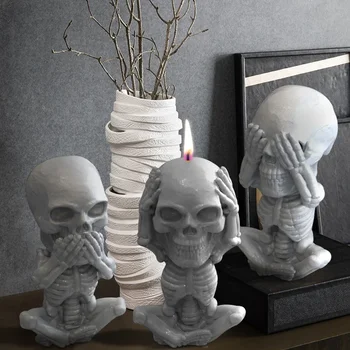 3D Форма для свечей в виде черепа, колонна для Хэллоуина, форма из силиконовой смолы для ароматерапевтических свечей, литье смолы, Домашнее ремесло по изготовлению мыла и воска
