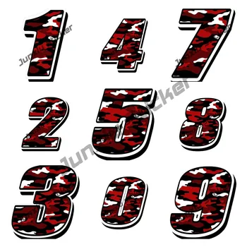 Красные камуфляжные номера 0123456789, Наклейка для автомобиля, Гоночный номер, Водонепроницаемые наклейки для автомобиля, аксессуары для мотокросса