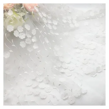 1 ярд 130 см Сетчатая пряжа лазерная трехмерная вышивка цветочная сетка кружевная ткань свадебное платье-пачка своими руками Ткань для сшивания