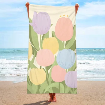 Впитывающее пляжное полотенце Компактное Солнцезащитное Мягкое Быстро впитывающее воду Многофункциональное быстросохнущее пляжное полотенце с легкой текстурой