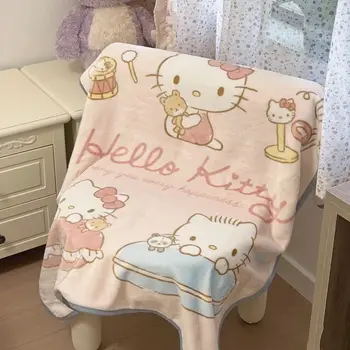 Новое милое одеяло Sanrio Hello Kitty для общежития на одного человека, одеяло для обеденного отдыха, кондиционер, Мягкое и теплое Маленькое одеяло для ленивого дивана