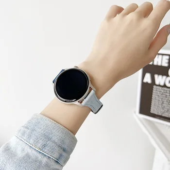 1шт 18мм 20мм Джинсовый Кожаный ремешок для Samsung/Huawei/Amazfit/Garmin Универсальные аксессуары для умных часов Браслеты