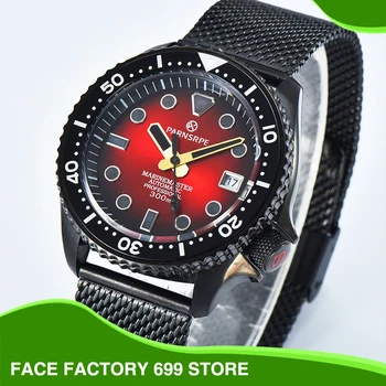 PARNSRPE - Роскошные мужские часы в красном стиле, механизм NH35, матовое сапфировое стекло из нержавеющей стали 316L, водонепроницаемые механические часы