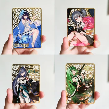 4 Модели Honkai Impact 3 Аниме-девушки, Полая Металлическая карточка, Подарочные игрушки Kawaii Diy, Коллекционные карточки для аниме-игр